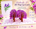 Jacaranda Forest - Full Bloom of Purple Jacaranda Trees 3D POP UP GREETING CARD - Created by Origami Pop Cards Australian Design & Handmade 3D Pop Up Magical Paper Cards, Handmade Pop Up Cards Happy Valentine's Day Celebrate Love Heart Fell and Romantic