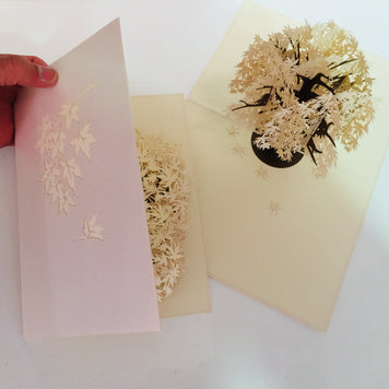 Japanese Maple Tree in White 3D POP UP GREETING CARD - Created by Origami Pop Cards Australian Design & Handmade 3D Pop Up Magical Paper Cards, Handmade Pop Up Cards Happy Valentine's Day Celebrate Love Heart Fell and Romantic