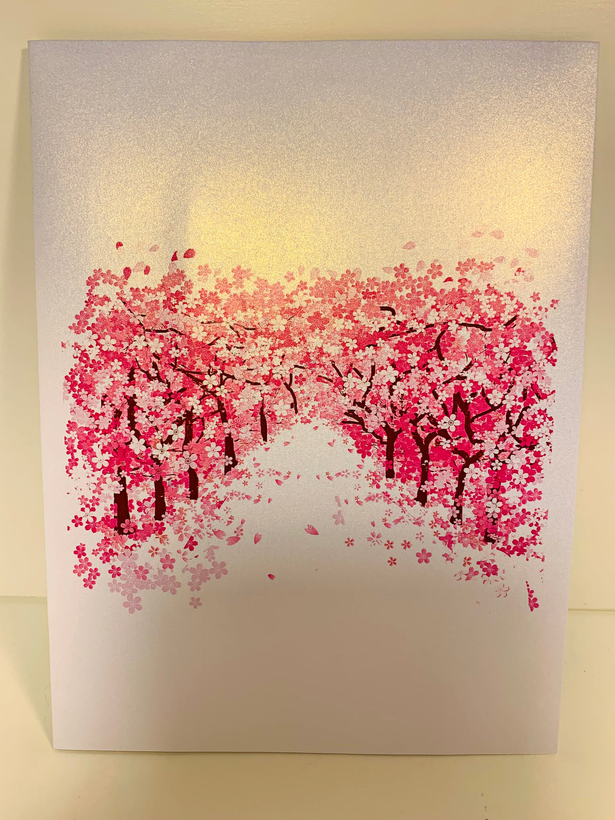 Japanese Sakura Forest - Full Bloom of Pink Cherry Blossom Trees 3D POP UP GREETING CARD - Created by Origami Pop Cards Australian Design & Handmade 3D Pop Up Magical Paper Cards, Handmade Cards Happy Valentine's Day Celebrate Love Heart Fell and Romantic