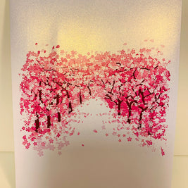 Japanese Sakura Forest - Full Bloom of Pink Cherry Blossom Trees 3D POP UP GREETING CARD - Created by Origami Pop Cards Australian Design & Handmade 3D Pop Up Magical Paper Cards, Handmade Cards Happy Valentine's Day Celebrate Love Heart Fell and Romantic