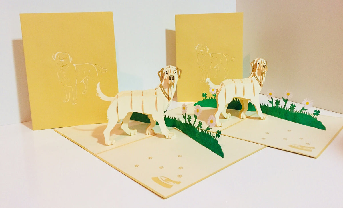Julius Blonde Labrador Dog - Perfect for Dog Lovers Origami Pop Cards 3D Pop Up Greeting Card Happy Birthday Thank You Handmade Gift Thinking of You Blank Card for Any Occasion Happy Mother's Day Happy Father's Australiana Celebration