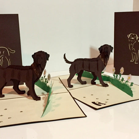 Julius Chocolate Labrador Dog - Perfect for Dog Lovers Origami Pop Cards 3D Pop Up Greeting Card Happy Birthday Thank You Handmade Gift Thinking of You Blank Card for Any Occasion Happy Mother's Day Happy Father's Australiana Celebration