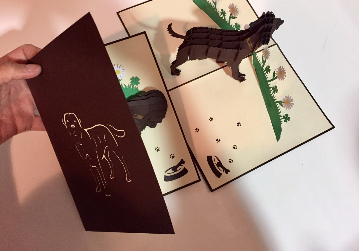 Julius Chocolate Labrador Dog - Perfect for Dog Lovers Origami Pop Cards 3D Pop Up Greeting Card Happy Birthday Thank You Handmade Gift Thinking of You Blank Card for Any Occasion Happy Mother's Day Happy Father's Australiana Celebration