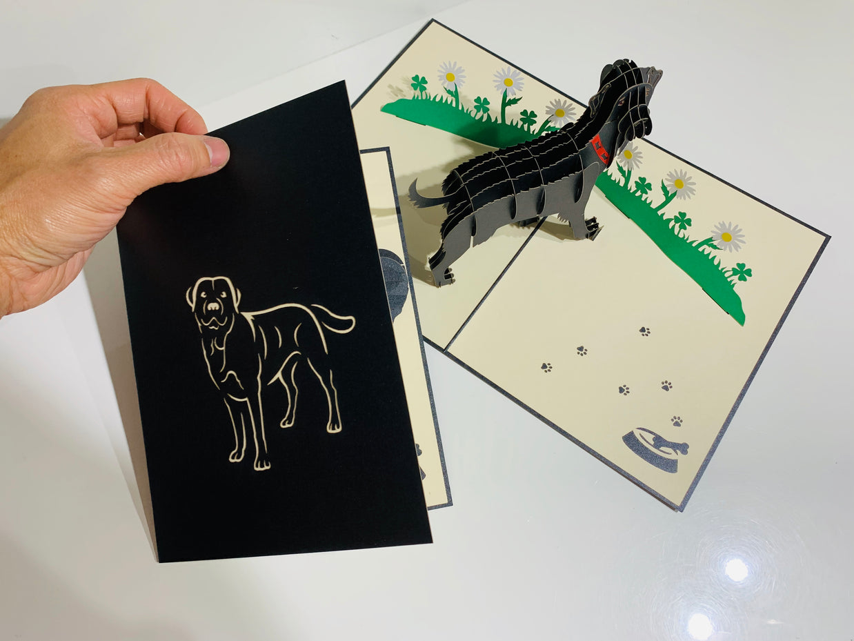 Black Labrador Dog - Perfect for Dog Lovers Origami Pop Cards 3D Pop Up Greeting Card Happy Birthday Thank You Handmade Gift Thinking of You Blank Card for Any Occasion Happy Mother's Day Happy Father's Australiana Celebrate the Beauty of Animals