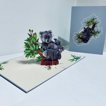 Koala Mother & Baby Australian Wild Animal Origami Pop Cards 3D Pop Up Greeting Card Happy Birthday Thank You Handmade Gift Thinking of You Blank Card for Any Occasion Happy Mother's Day Happy Father's Animals Donation to WWF-Australia