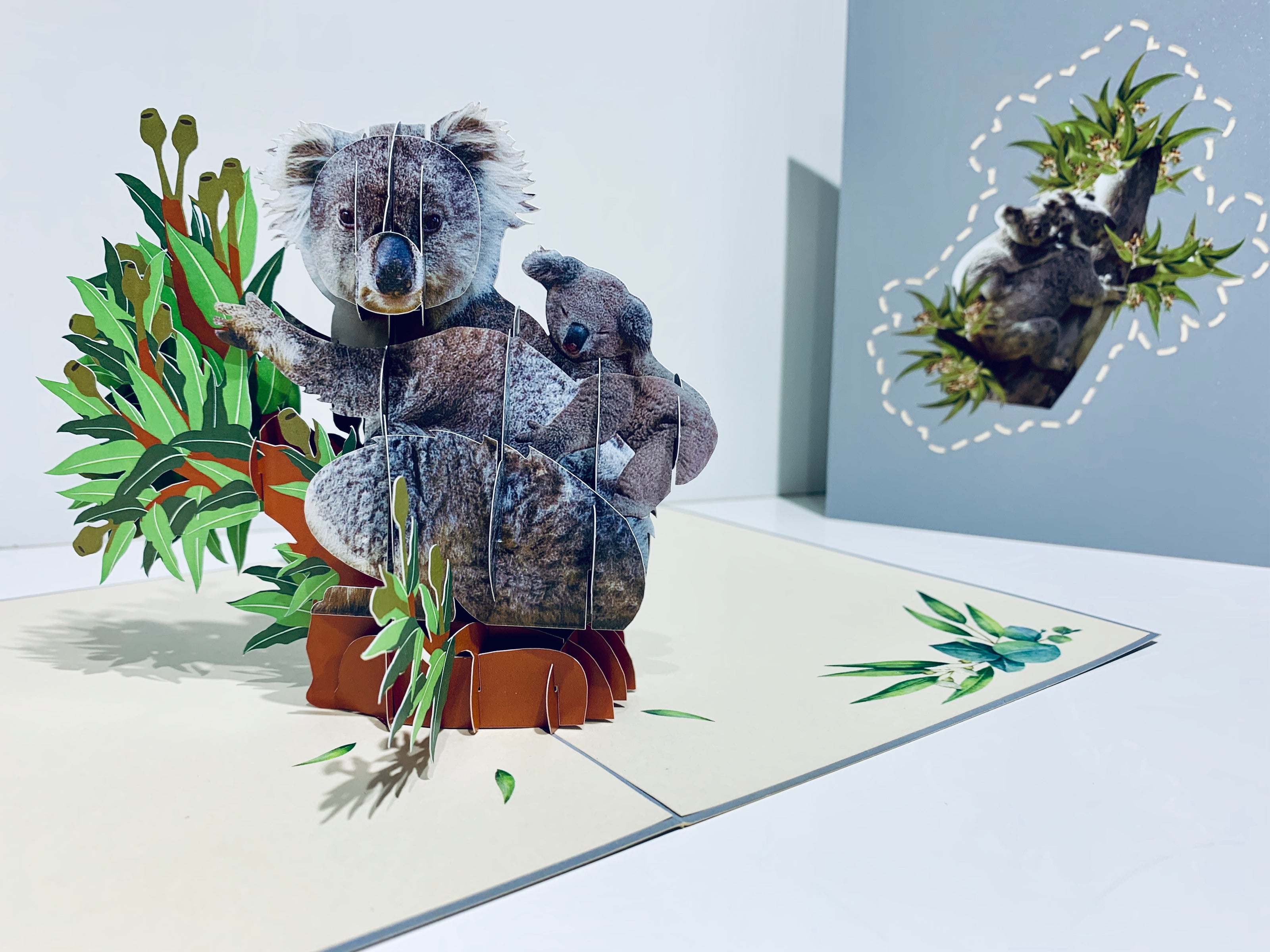 Koala Mother & Baby Australian Wild Animal Origami Pop Cards 3D Pop Up Greeting Card Happy Birthday Thank You Handmade Gift Thinking of You Blank Card for Any Occasion Happy Mother's Day Happy Father's Animals Donation to WWF-Australia