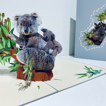 Koala Mother & Baby Australian Wild Animal Origami Pop Cards 3D Pop Up Greeting Card Happy Birthday Thank You Handmade Gift Thinking of You Blank Card for Any Occasion Happy Mother's Day Happy Father's Animals Donation to WWF-Australia