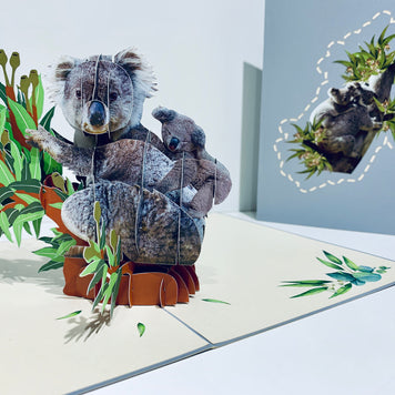 Koala Mother & Baby Australian Wild Animal Origami Pop Cards 3D Pop Up Greeting Card Happy Birthday Thank You Handmade Gift Thinking of You Blank Card for Any Occasion Happy Mother's Day Happy Father's Animals Donation to WWF-Australia