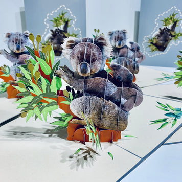 Koala Mother & Baby Australian Wild Animal Origami Pop Cards 3D Pop Up Greeting Card Happy Birthday Thank You Handmade Gift Thinking of You Blank Card for Any Occasion Happy Mother's Day Happy Father's Animals Donation to WWF-Australia