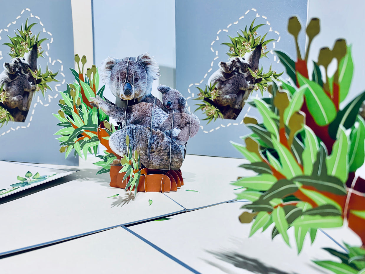 Koala Mother & Baby Australian Wild Animal Origami Pop Cards 3D Pop Up Greeting Card Happy Birthday Thank You Handmade Gift Thinking of You Blank Card for Any Occasion Happy Mother's Day Happy Father's Animals Donation to WWF-Australia