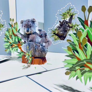 Koala Mother & Baby Australian Wild Animal Origami Pop Cards 3D Pop Up Greeting Card Happy Birthday Thank You Handmade Gift Thinking of You Blank Card for Any Occasion Happy Mother's Day Happy Father's Animals Donation to WWF-Australia