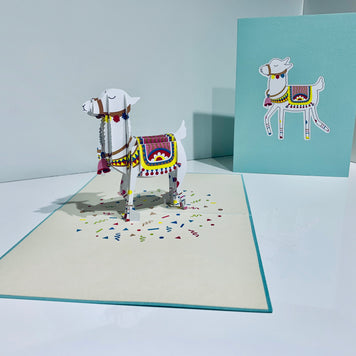Baby Blue LLAMA Origami Pop Cards 3D Pop Up Greeting Card Happy Birthday Thank You Handmade Gift Thinking of You Blank Card for Any Occasion Happy Mother's Day Australiana Celebrate the Beauty of Animals Perfect Gift for Baby