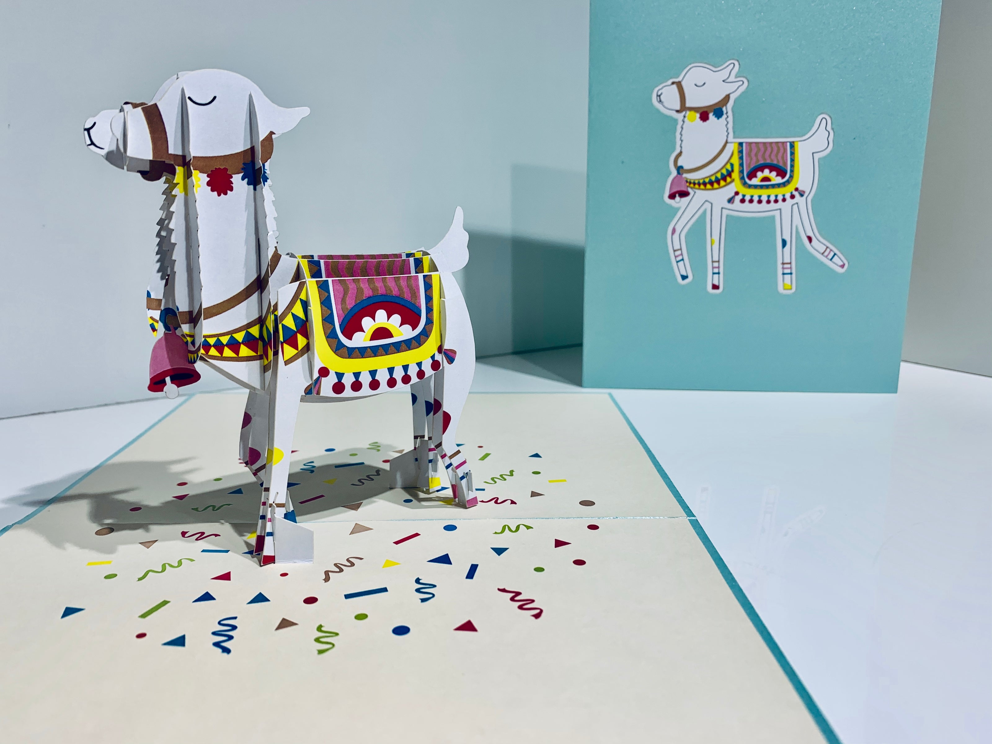 Baby Blue LLAMA Origami Pop Cards 3D Pop Up Greeting Card Happy Birthday Thank You Handmade Gift Thinking of You Blank Card for Any Occasion Happy Mother's Day Australiana Celebrate the Beauty of Animals Perfect Gift for Baby