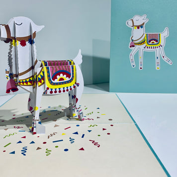 Baby Blue LLAMA Origami Pop Cards 3D Pop Up Greeting Card Happy Birthday Thank You Handmade Gift Thinking of You Blank Card for Any Occasion Happy Mother's Day Australiana Celebrate the Beauty of Animals Perfect Gift for Baby