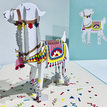 Baby Blue LLAMA Origami Pop Cards 3D Pop Up Greeting Card Happy Birthday Thank You Handmade Gift Thinking of You Blank Card for Any Occasion Happy Mother's Day Australiana Celebrate the Beauty of Animals Perfect Gift for Baby