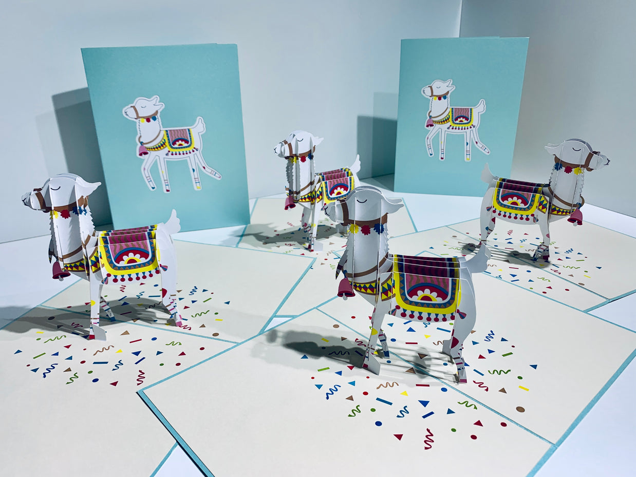 Baby Blue LLAMA Origami Pop Cards 3D Pop Up Greeting Card Happy Birthday Thank You Handmade Gift Thinking of You Blank Card for Any Occasion Happy Mother's Day Australiana Celebrate the Beauty of Animals Perfect Gift for Baby