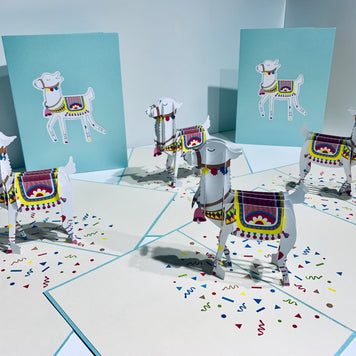 Baby Blue LLAMA Origami Pop Cards 3D Pop Up Greeting Card Happy Birthday Thank You Handmade Gift Thinking of You Blank Card for Any Occasion Happy Mother's Day Australiana Celebrate the Beauty of Animals Perfect Gift for Baby