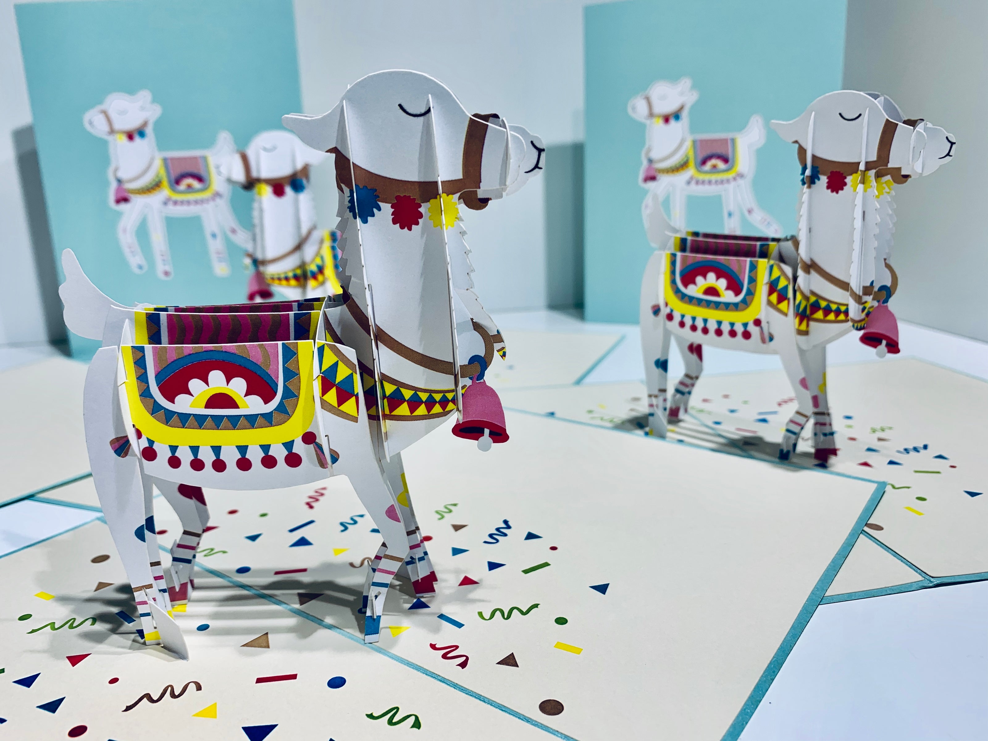 Baby Blue LLAMA Origami Pop Cards 3D Pop Up Greeting Card Happy Birthday Thank You Handmade Gift Thinking of You Blank Card for Any Occasion Happy Mother's Day Australiana Celebrate the Beauty of Animals Perfect Gift for Baby