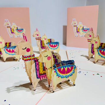 LLAMA - Mother & Baby Origami Pop Cards 3D Pop Up Greeting Card Happy Birthday Thank You Handmade Gift Thinking of You Blank Card for Any Occasion Happy Mother's Day Australiana Celebrate the Beauty of Animals Perfect Gift for Girl