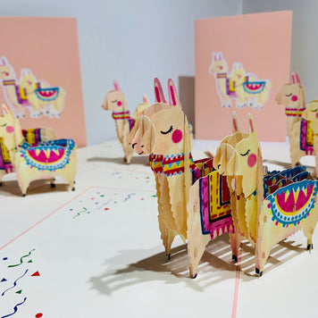 LLAMA - Mother & Baby Origami Pop Cards 3D Pop Up Greeting Card Happy Birthday Thank You Handmade Gift Thinking of You Blank Card for Any Occasion Happy Mother's Day Australiana Celebrate the Beauty of Animals Perfect Gift for Girl