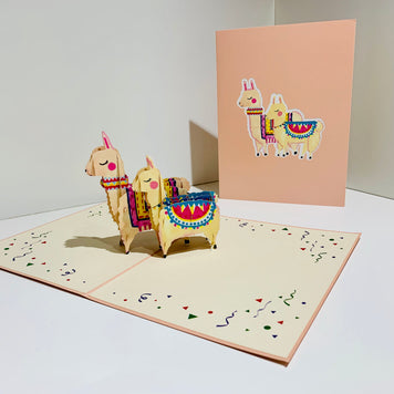 LLAMA - Mother & Baby Origami Pop Cards 3D Pop Up Greeting Card Happy Birthday Thank You Handmade Gift Thinking of You Blank Card for Any Occasion Happy Mother's Day Australiana Celebrate the Beauty of Animals Perfect Gift for Girl