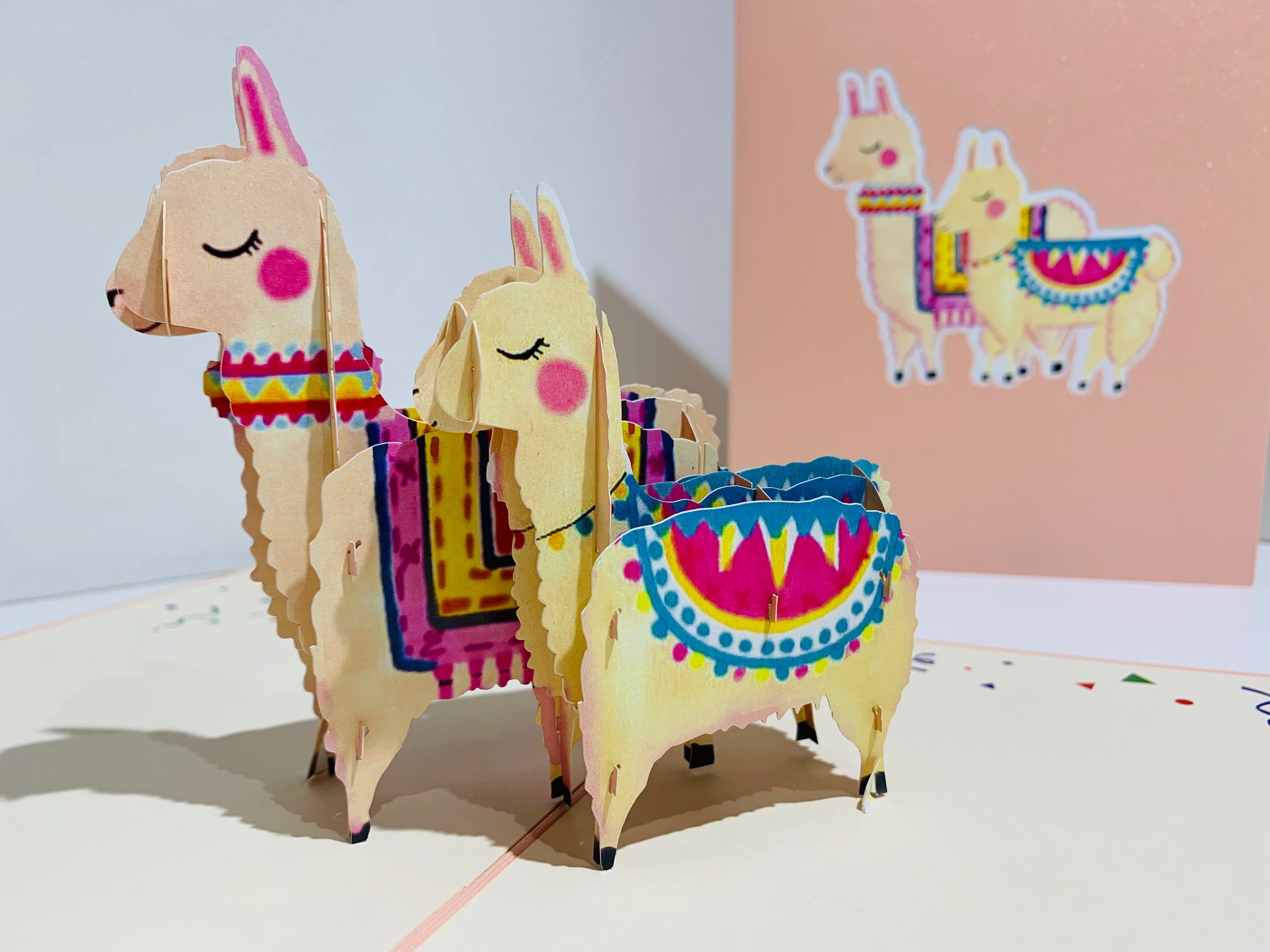 LLAMA - Mother & Baby Origami Pop Cards 3D Pop Up Greeting Card Happy Birthday Thank You Handmade Gift Thinking of You Blank Card for Any Occasion Happy Mother's Day Australiana Celebrate the Beauty of Animals Perfect Gift for Girl