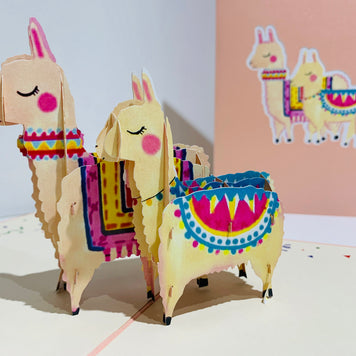 LLAMA - Mother & Baby Origami Pop Cards 3D Pop Up Greeting Card Happy Birthday Thank You Handmade Gift Thinking of You Blank Card for Any Occasion Happy Mother's Day Australiana Celebrate the Beauty of Animals Perfect Gift for Girl