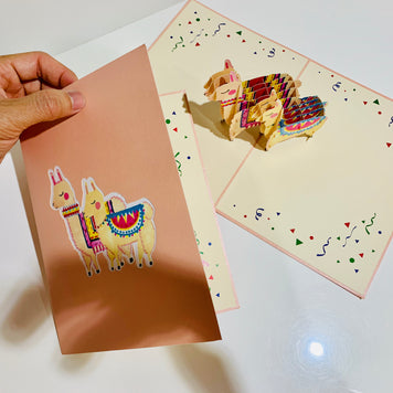 LLAMA - Mother & Baby Origami Pop Cards 3D Pop Up Greeting Card Happy Birthday Thank You Handmade Gift Thinking of You Blank Card for Any Occasion Happy Mother's Day Australiana Celebrate the Beauty of Animals Perfect Gift for Girl