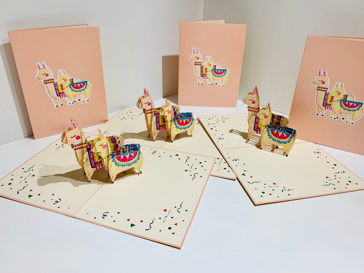 LLAMA - Mother & Baby Origami Pop Cards 3D Pop Up Greeting Card Happy Birthday Thank You Handmade Gift Thinking of You Blank Card for Any Occasion Happy Mother's Day Australiana Celebrate the Beauty of Animals Perfect Gift for Girl