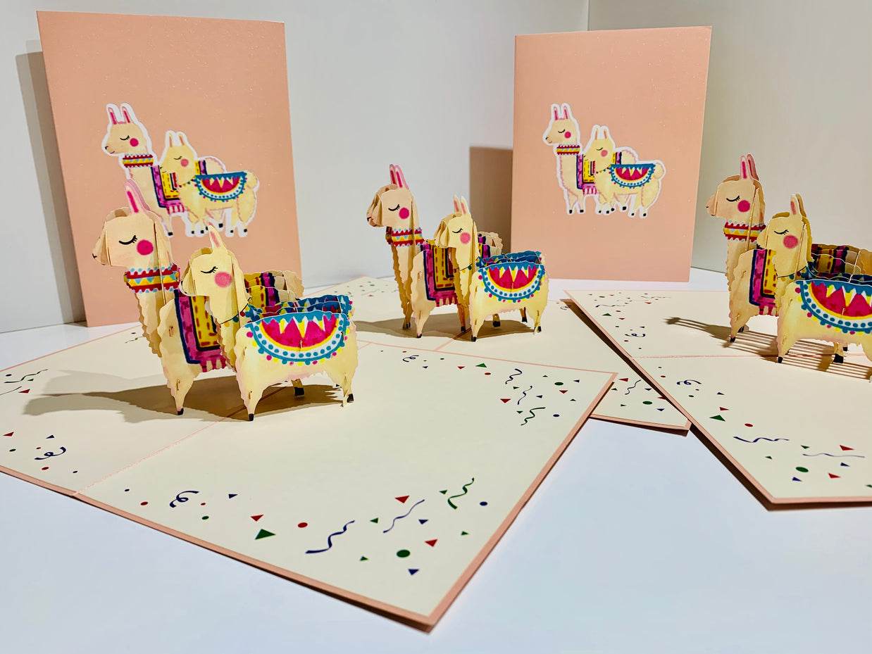 LLAMA - Mother & Baby Origami Pop Cards 3D Pop Up Greeting Card Happy Birthday Thank You Handmade Gift Thinking of You Blank Card for Any Occasion Happy Mother's Day Australiana Celebrate the Beauty of Animals Perfect Gift for Girl
