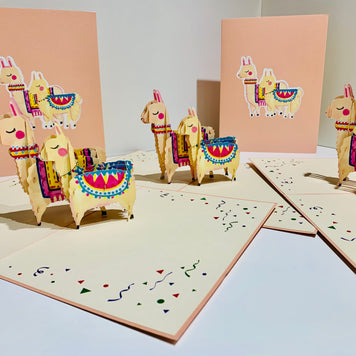 LLAMA - Mother & Baby Origami Pop Cards 3D Pop Up Greeting Card Happy Birthday Thank You Handmade Gift Thinking of You Blank Card for Any Occasion Happy Mother's Day Australiana Celebrate the Beauty of Animals Perfect Gift for Girl