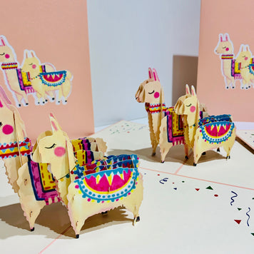 LLAMA - Mother & Baby Origami Pop Cards 3D Pop Up Greeting Card Happy Birthday Thank You Handmade Gift Thinking of You Blank Card for Any Occasion Happy Mother's Day Australiana Celebrate the Beauty of Animals Perfect Gift for Girl