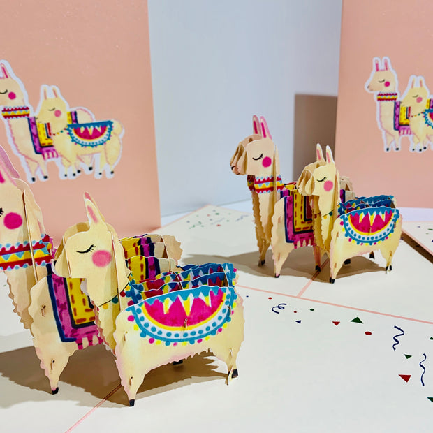 LLAMA - Mother & Baby Origami Pop Cards 3D Pop Up Greeting Card Happy Birthday Thank You Handmade Gift Thinking of You Blank Card for Any Occasion Happy Mother's Day Australiana Celebrate the Beauty of Animals Perfect Gift for Girl