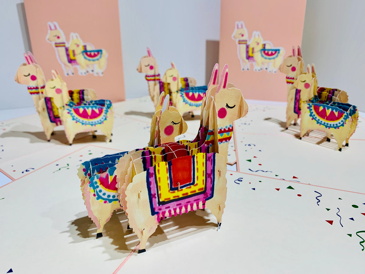 LLAMA - Mother & Baby Origami Pop Cards 3D Pop Up Greeting Card Happy Birthday Thank You Handmade Gift Thinking of You Blank Card for Any Occasion Happy Mother's Day Australiana Celebrate the Beauty of Animals Perfect Gift for Girl