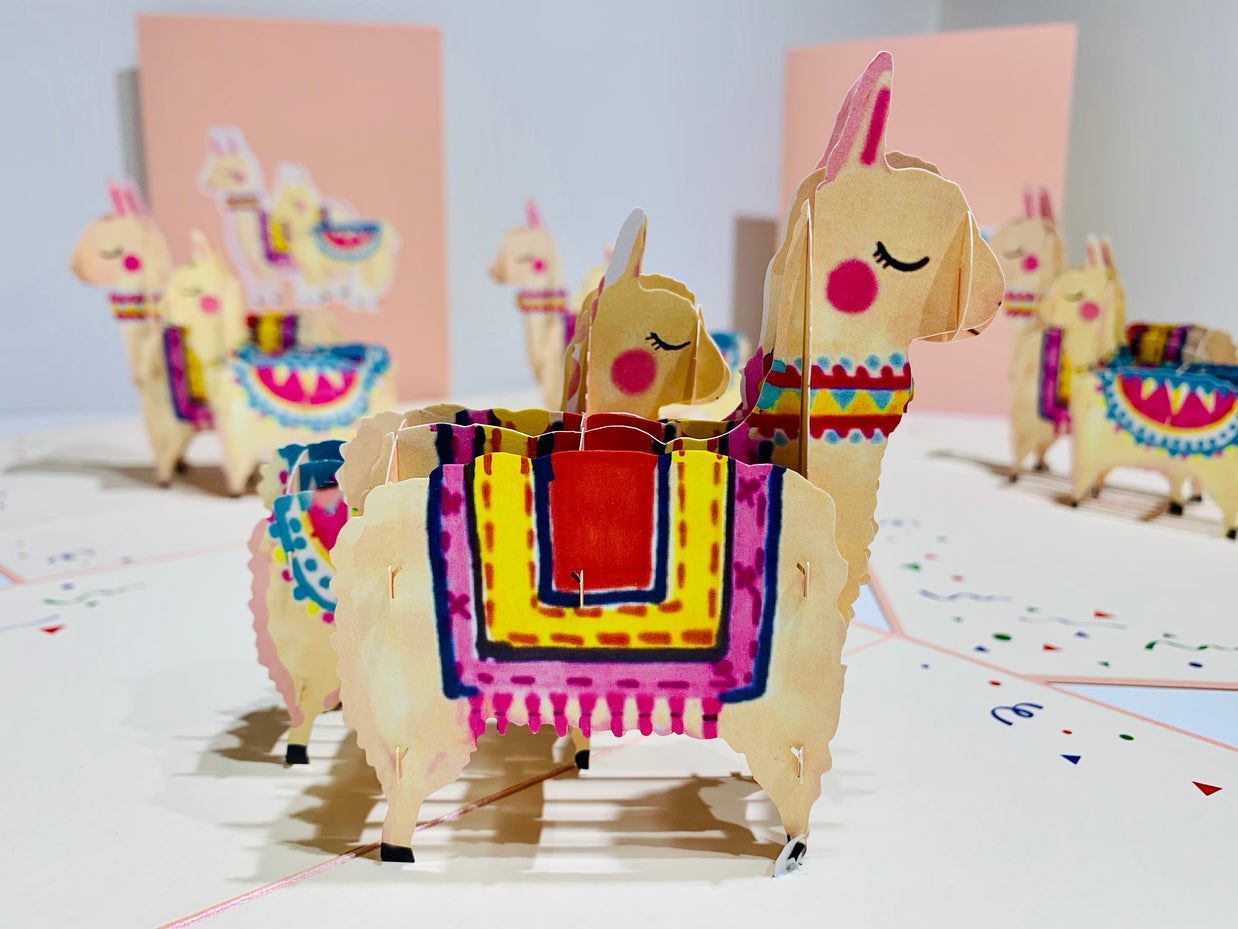 LLAMA - Mother & Baby Origami Pop Cards 3D Pop Up Greeting Card Happy Birthday Thank You Handmade Gift Thinking of You Blank Card for Any Occasion Happy Mother's Day Australiana Celebrate the Beauty of Animals Perfect Gift for Girl