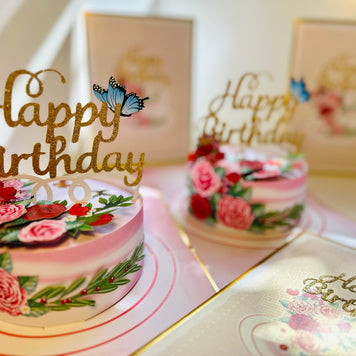 LUXURY Gold Happy Birthday Cake with Blue Butterflies Origami Pop Cards 3D Pop Up Greeting Card Thank You Handmade Gift Thinking of You Happy Birthday Occasion Australiana Celebrate the Beauty and Happiness During Special Day Best Wishes Gift