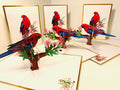 LUXURY Gold Single Crimson Rosella Parrot Australian Bird Origami Pop Cards 3D Pop Up Greeting Card Happy Birthday Thank You Handmade Gift Thinking of You Blank Card for Any Occasion Happy Mother's Day Happy Father's Australiana Birds