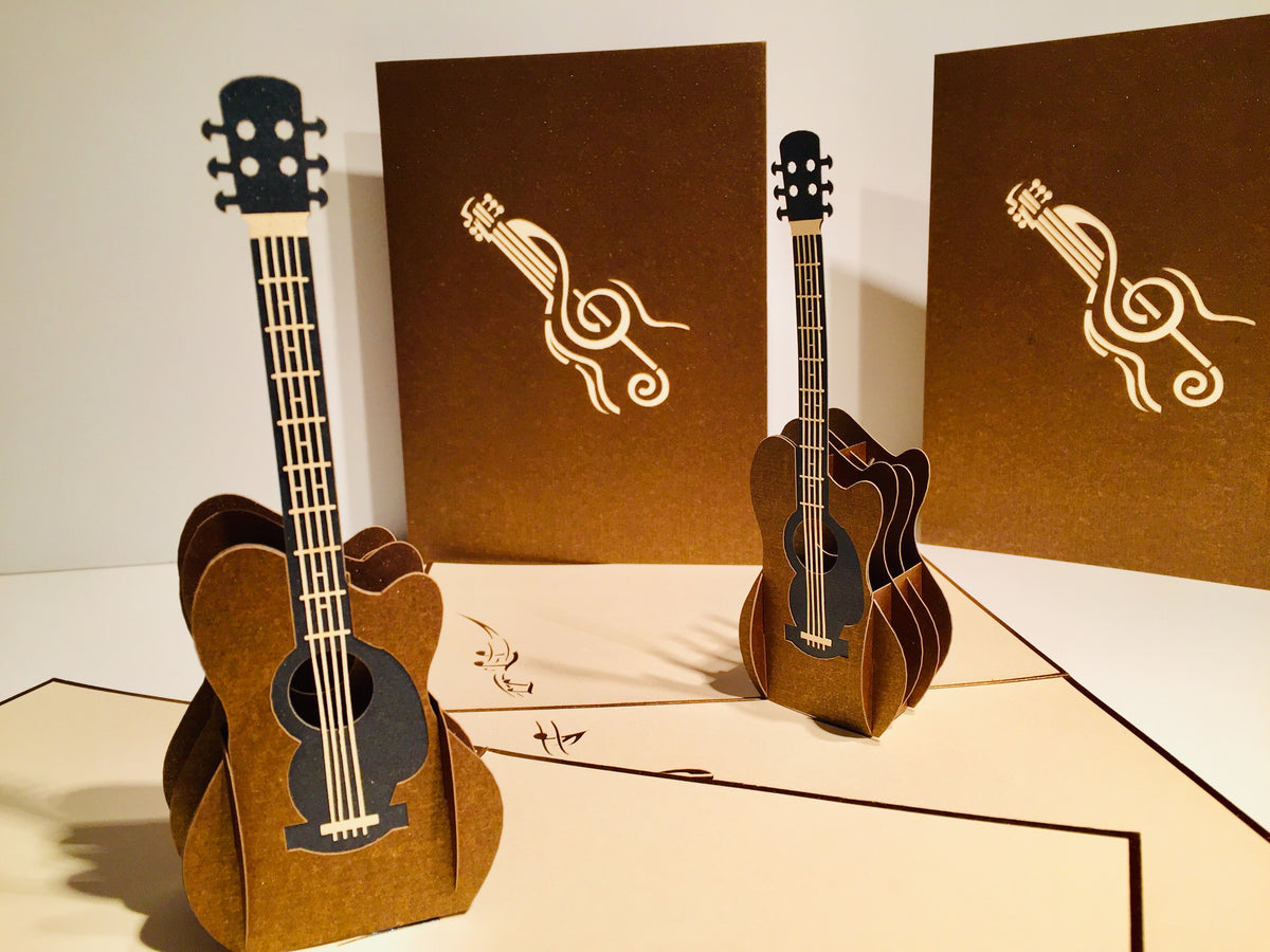 Large Guitar Card Origami Pop Cards 3D Pop Up Greeting Card Celebrate Happy Birthday Thank You Handmade Best Wishes Gift Thinking of You Blank Card for Any Occasion Happy Mother's Day Happy Father's Day Australiana Celebration