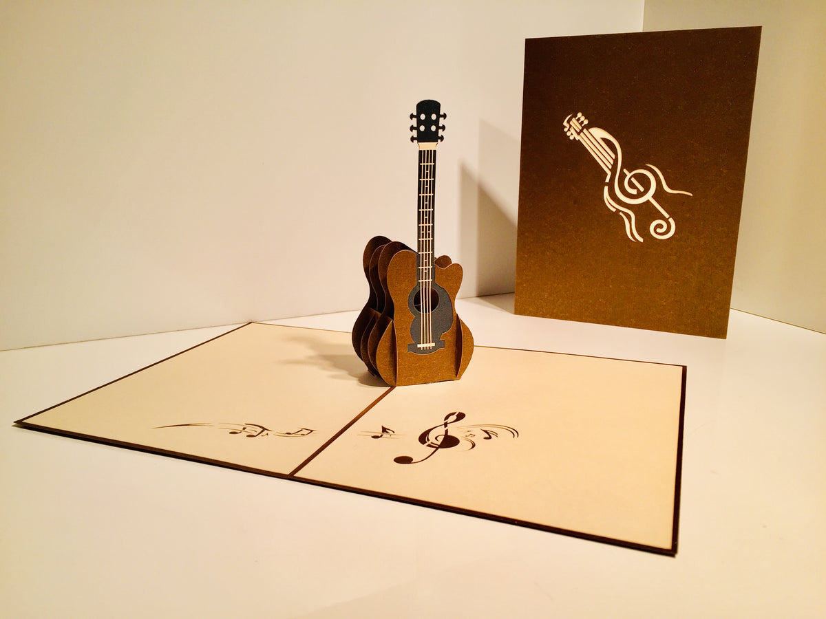 Large Guitar Card Origami Pop Cards 3D Pop Up Greeting Card Celebrate Happy Birthday Thank You Handmade Best Wishes Gift Thinking of You Blank Card for Any Occasion Happy Mother's Day Happy Father's Day Australiana Celebration