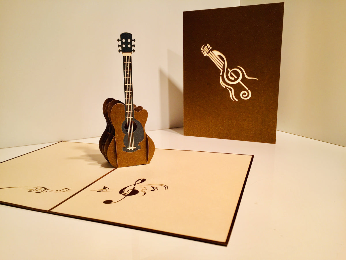 Large Guitar Card Origami Pop Cards 3D Pop Up Greeting Card Celebrate Happy Birthday Thank You Handmade Best Wishes Gift Thinking of You Blank Card for Any Occasion Happy Mother's Day Happy Father's Day Australiana Celebration