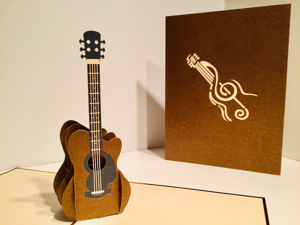 Large Guitar Card Origami Pop Cards 3D Pop Up Greeting Card Celebrate Happy Birthday Thank You Handmade Best Wishes Gift Thinking of You Blank Card for Any Occasion Happy Mother's Day Happy Father's Day Australiana Celebration