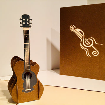 Large Guitar Card Origami Pop Cards 3D Pop Up Greeting Card Celebrate Happy Birthday Thank You Handmade Best Wishes Gift Thinking of You Blank Card for Any Occasion Happy Mother's Day Happy Father's Day Australiana Celebration