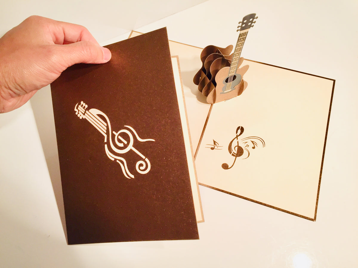 Large Guitar Card Origami Pop Cards 3D Pop Up Greeting Card Celebrate Happy Birthday Thank You Handmade Best Wishes Gift Thinking of You Blank Card for Any Occasion Happy Mother's Day Happy Father's Day Australiana Celebration
