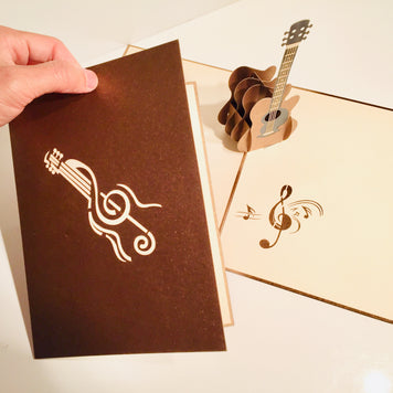 Large Guitar Card Origami Pop Cards 3D Pop Up Greeting Card Celebrate Happy Birthday Thank You Handmade Best Wishes Gift Thinking of You Blank Card for Any Occasion Happy Mother's Day Happy Father's Day Australiana Celebration