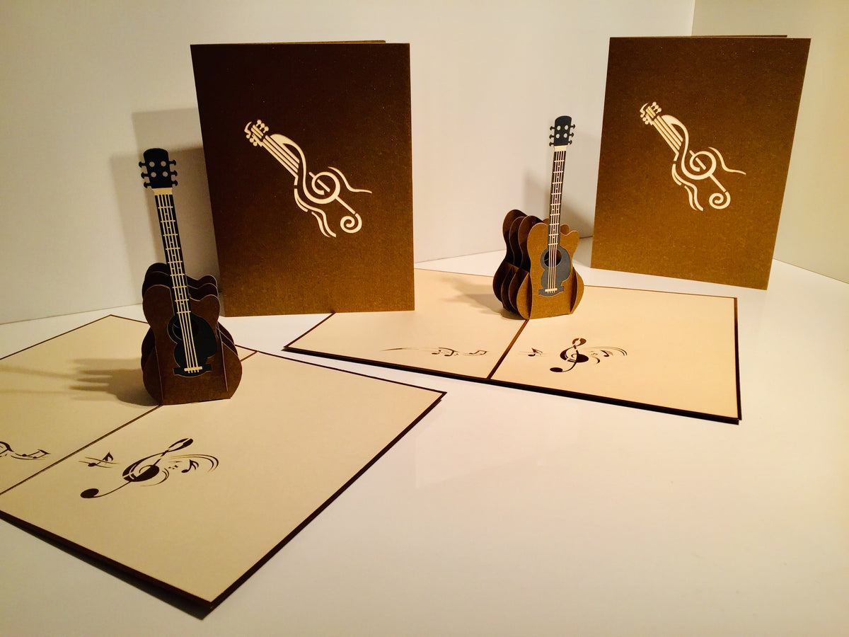 Large Guitar Card Origami Pop Cards 3D Pop Up Greeting Card Celebrate Happy Birthday Thank You Handmade Best Wishes Gift Thinking of You Blank Card for Any Occasion Happy Mother's Day Happy Father's Day Australiana Celebration