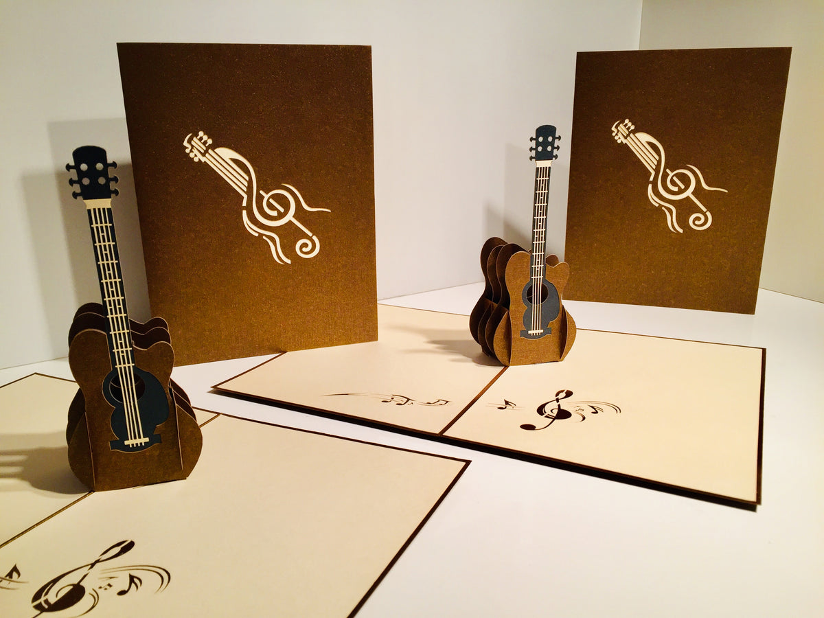 Large Guitar Card Origami Pop Cards 3D Pop Up Greeting Card Celebrate Happy Birthday Thank You Handmade Best Wishes Gift Thinking of You Blank Card for Any Occasion Happy Mother's Day Happy Father's Day Australiana Celebration