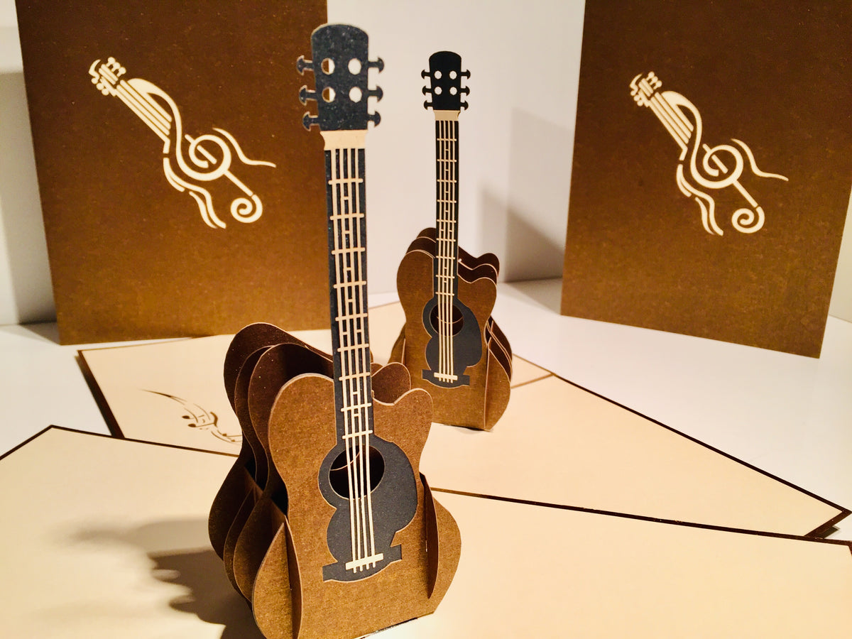 Large Guitar Card Origami Pop Cards 3D Pop Up Greeting Card Celebrate Happy Birthday Thank You Handmade Best Wishes Gift Thinking of You Blank Card for Any Occasion Happy Mother's Day Happy Father's Day Australiana Celebration