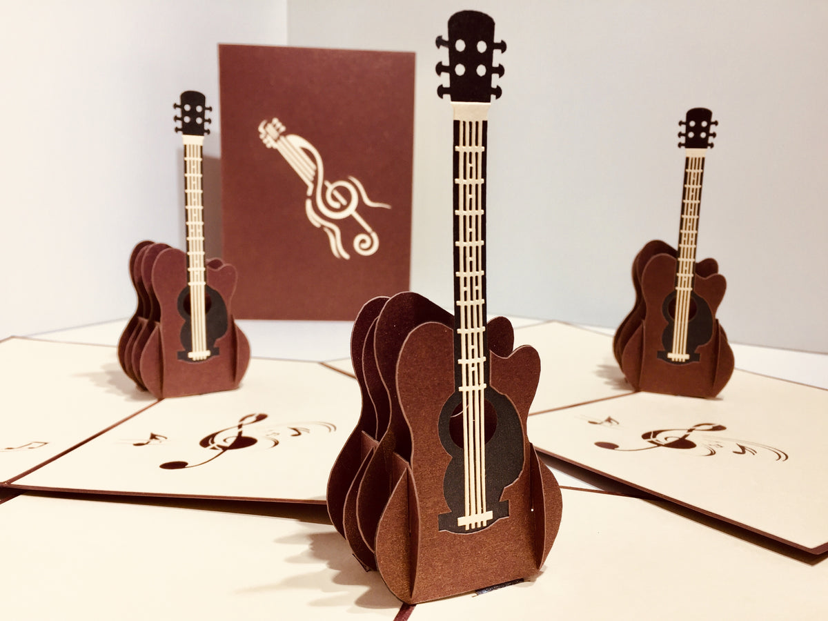 Large Guitar Card Origami Pop Cards 3D Pop Up Greeting Card Celebrate Happy Birthday Thank You Handmade Best Wishes Gift Thinking of You Blank Card for Any Occasion Happy Mother's Day Happy Father's Day Australiana Celebration