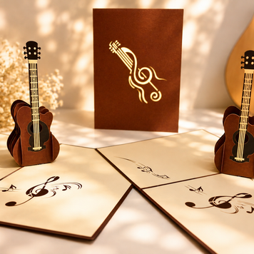 Large Guitar Card Origami Pop Cards 3D Pop Up Greeting Card Celebrate Happy Birthday Thank You Handmade Best Wishes Gift Thinking of You Blank Card for Any Occasion Happy Mother's Day Happy Father's Day Australiana Celebration