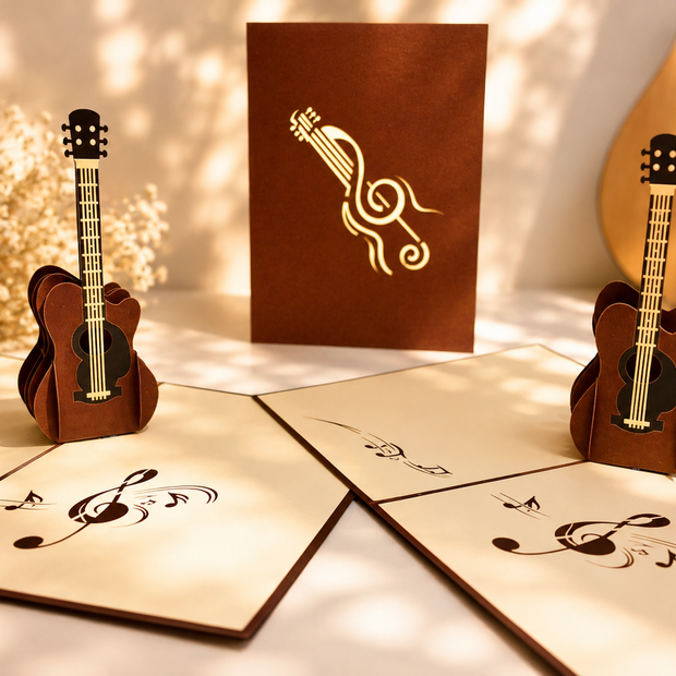 Large Guitar Card Origami Pop Cards 3D Pop Up Greeting Card Celebrate Happy Birthday Thank You Handmade Best Wishes Gift Thinking of You Blank Card for Any Occasion Happy Mother's Day Happy Father's Day Australiana Celebration